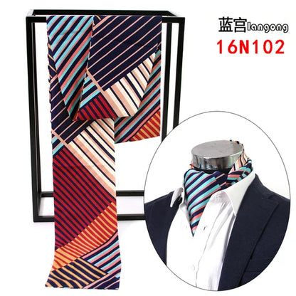 Business Scarf Hangzhou Silk Men's Scarf Long Scarf Double-Sided Trendy British European American Style Autumn Winter