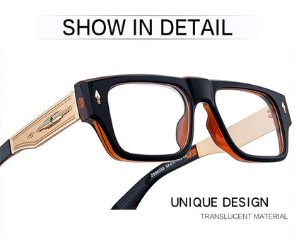 Fashion Oversized Square Reading Glasses Men Blue Light Blocking  Metal FrameGlasses Trendy Optical Presbyopia Eyeglasses0to+6.0