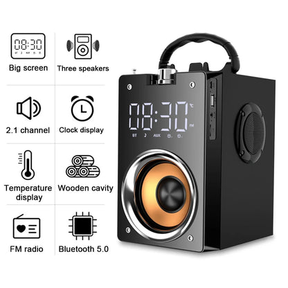 Wooden Super Bass Wireless Bluetooth Speakers Portable High Power Stereo Subwoofer Music Center Support TF FM Radio HIFI BoomBox