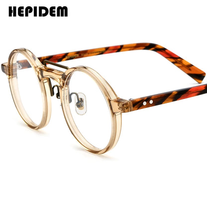 FONEX HEPIDEM Acetate Eyeglasses Frame Men 2025 New Small Round Brand Design Glasses Women Retro Vintage Eyewear Spectacles 9341