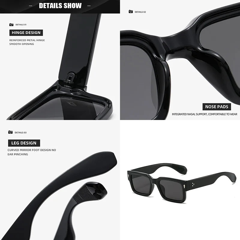 Simple Versatile Sunglasses Men Women Small Square Rivet Outdoor Driving Ultraviolet Protection Casual Sun Glasses