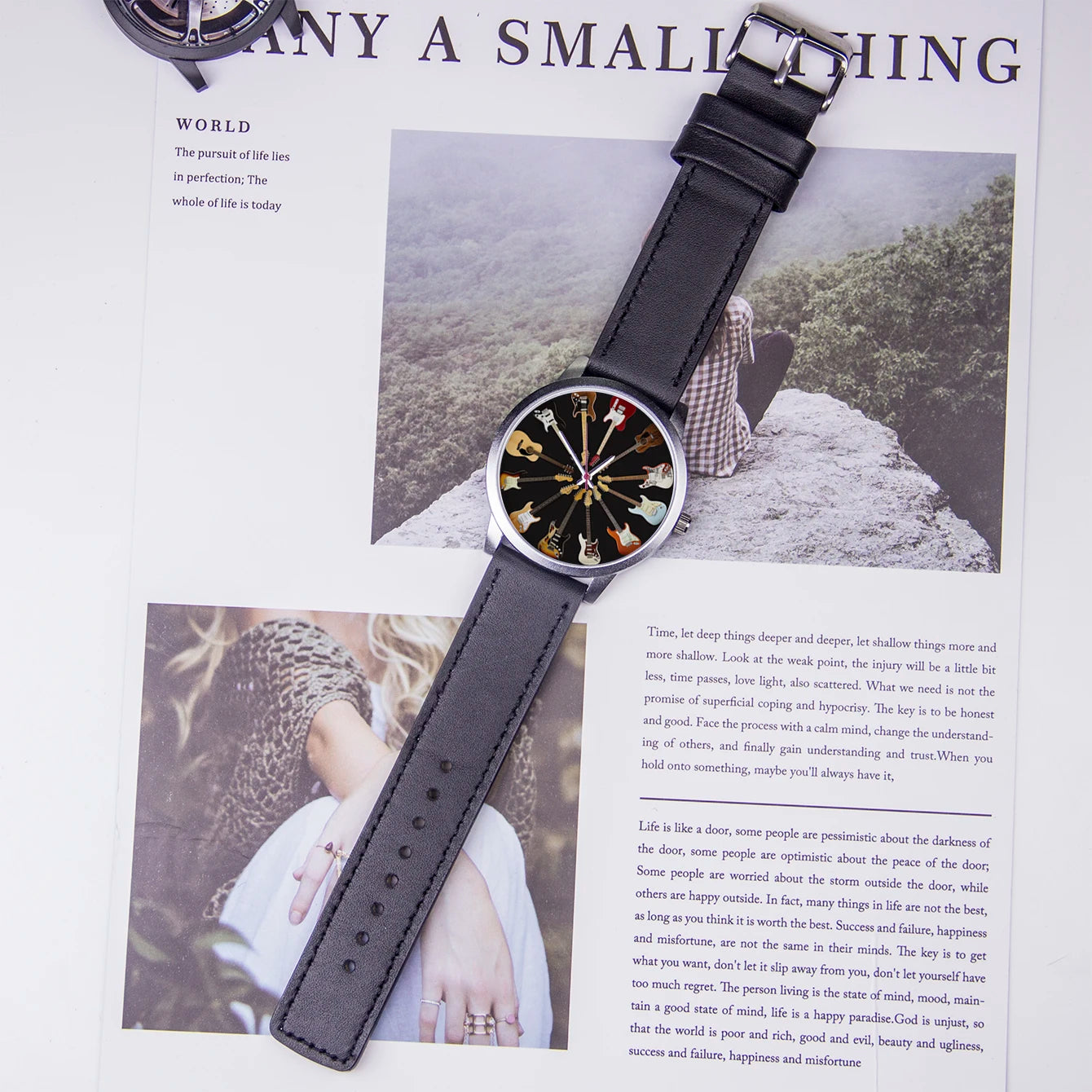 Logo Men's Watch Wife Musical Instrument Universal Watches Husband Family Pattern Guitar Clock Wristwatch DIY Dial