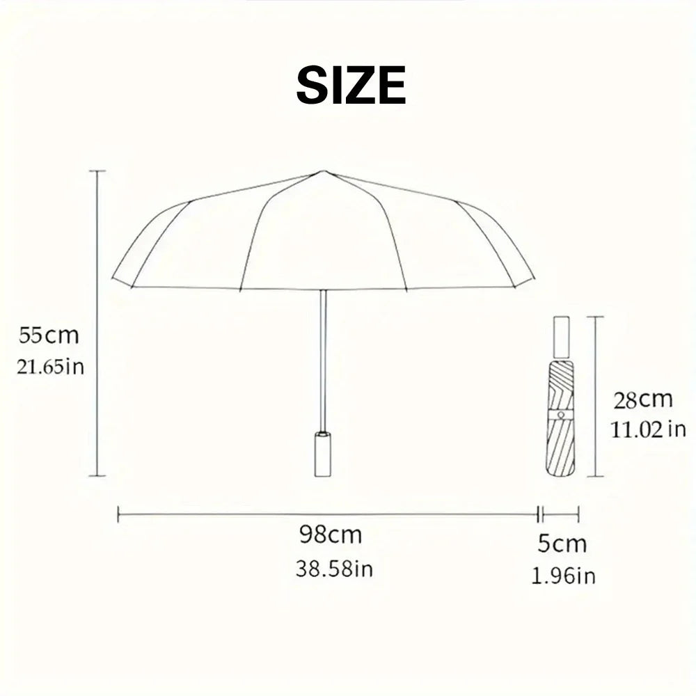 1pc Starry Night Glow Print Umbrella - Van Gogh-Inspired Automatic Open/Close Compact Folding Umbrella with 8-Rib Durable Fram