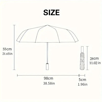 1pc Starry Night Glow Print Umbrella - Van Gogh-Inspired Automatic Open/Close Compact Folding Umbrella with 8-Rib Durable Fram