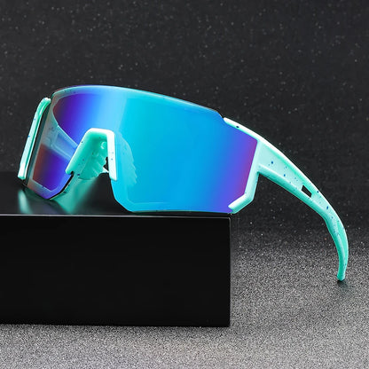 1 pair of large-frame trendy cycling sunglasses, suitable for both men and women, ideal for cycling, fishing, and running.