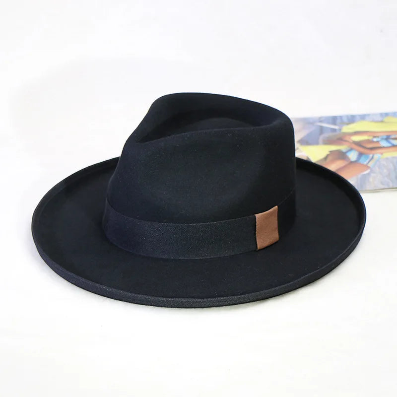 Fedora Men's Feather Wide-brimmed Hat Unisex Wool Felt Jazz Top Hat Autumn and Winter Ladies Hat Church Men's Hat Casual