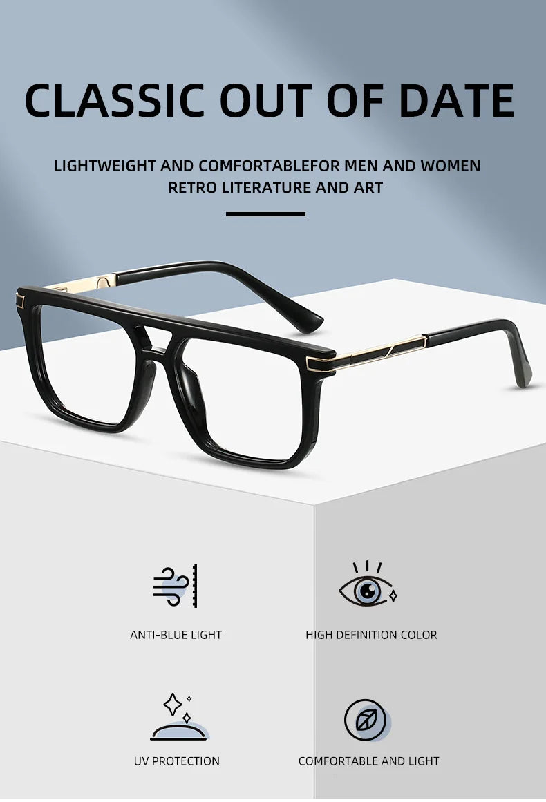 VICKI Mature Man's Double-barreled High-end TR Glasses - Customizable Prescription - Anti-blue Light Glasses Multifocal 84003