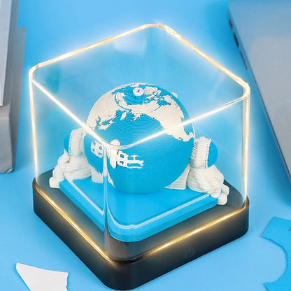Time Piece Calendar 2026 Desk Calendar With LED Light 3D Tear-away Calendar Paper Carving Art Memo Pad Notepad Gift Christmas