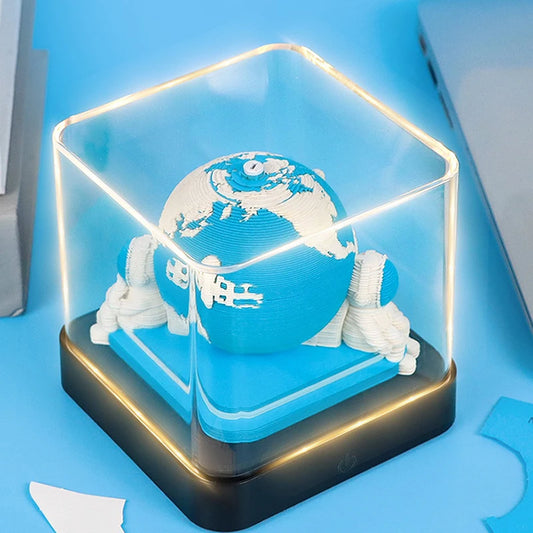 Time Piece Calendar 2026 Desk Calendar With LED Light 3D Tear-away Calendar Paper Carving Art Memo Pad Notepad Gift Christmas