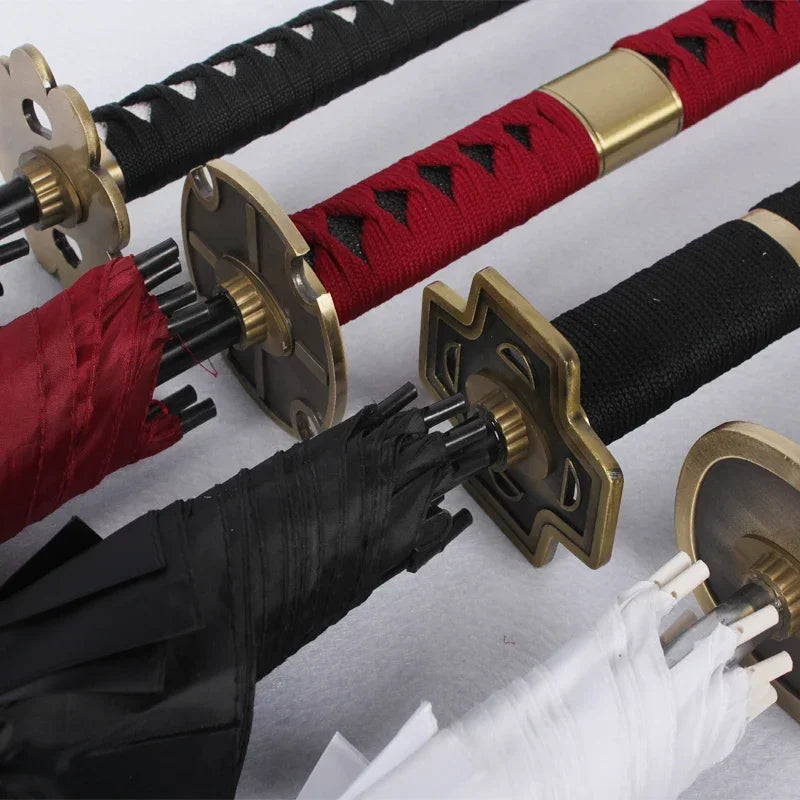 Anime Zoro Katana Umbrella Sword Long Hand Black Parasol Roronoa Zoro Knife Real Size Japanese Katana Sabre Umbrella Raincoa