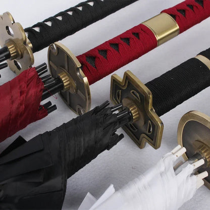 Anime Zoro Katana Umbrella Sword Long Hand Black Parasol Roronoa Zoro Knife Real Size Japanese Katana Sabre Umbrella Raincoa