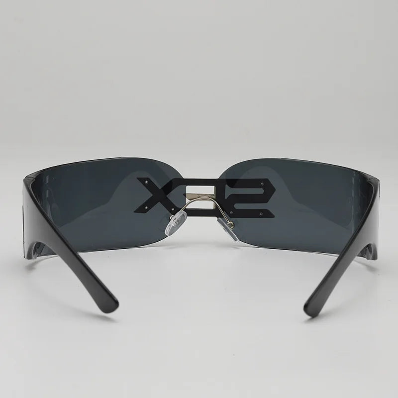 Cyberpunk Futuristic Rectangular Sunglasses Fashion Frameless Rimless Sun Glasses Letter Decoration Gafas De Sol Para Hombre