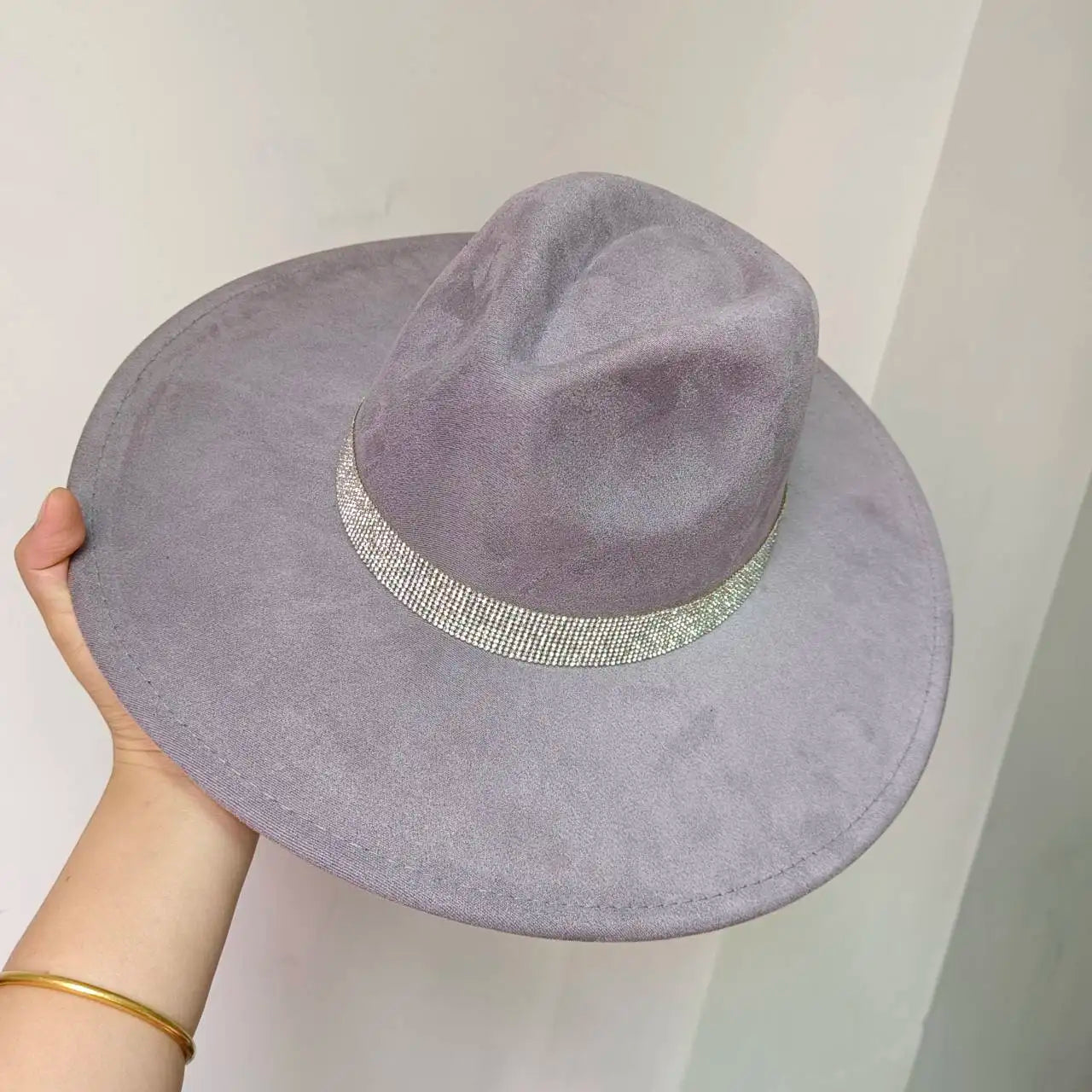 Women's suede 10cm wide Brim Fedora hat Men's autumn and winter felt jazz hat Classic suede Fedora Sombrero