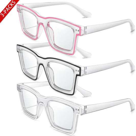 3 Pairs Fashion Casual Sunglasses For Women Large Transparent Shades Eyewear Daily Outfit shopping Selfie Hiking Travel Beach