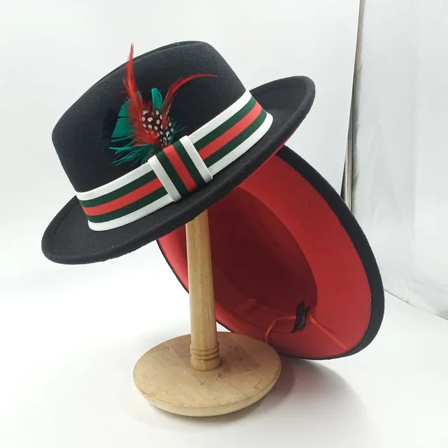 Women's Men's Fedora Hat Winter and Autumn Elegant Women's Gangster Trilby Felt Hamburg Church Jazz Hat 55-58CM Adjustable