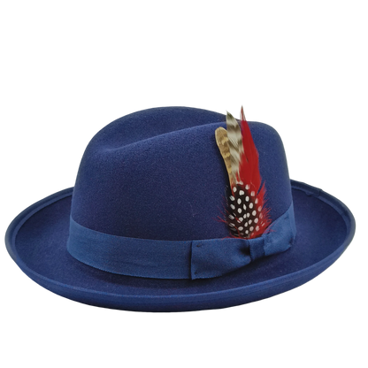 Trilby Men Classic Feather Fedora Hat Simple Women Gentleman Hamburger hat vintage hat Pork Pie Winter Autumn sombrero hombre