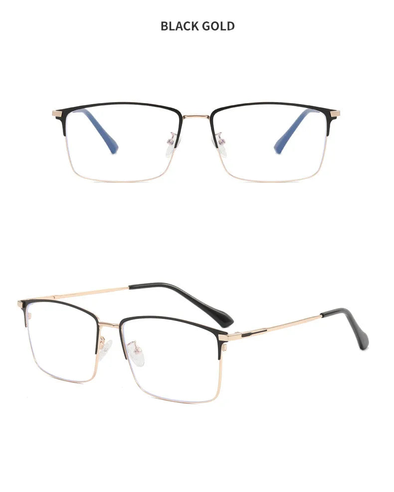 157mm Titanium Alloy Anti Blue Light Square Reading Glasses Men Business Big Presbyopic Glasses Clear Lens Prescription Eyewear