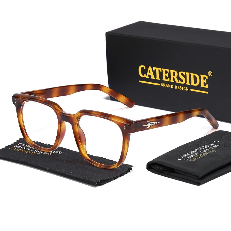CATERSIDE Anti Blue Light Glasses Men Brand Design TR90 Square Frames Eyewear Women Business Minimalist Fashion Transparent Lens