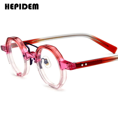 FONEX HEPIDEM Acetate Eyeglasses Frame Men 2025 New Small Round Brand Design Glasses Women Retro Vintage Eyewear Spectacles 9341