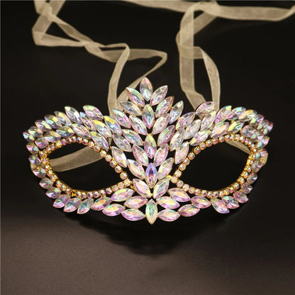 Bridal Masuqerade Masque Rhinestone Eye Mask Masque Cover for Men Women Girls Dance Cosplay Party Shiny Crystal Face Accessories