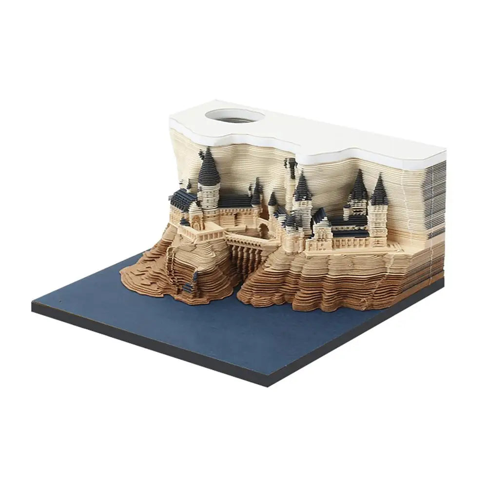 2026 Creative Hogwarts Magic Castle Calendar Sticker With Light 3D Hand-torn Castle Calendar Tear-Away Notepad DIY Craft Gifts