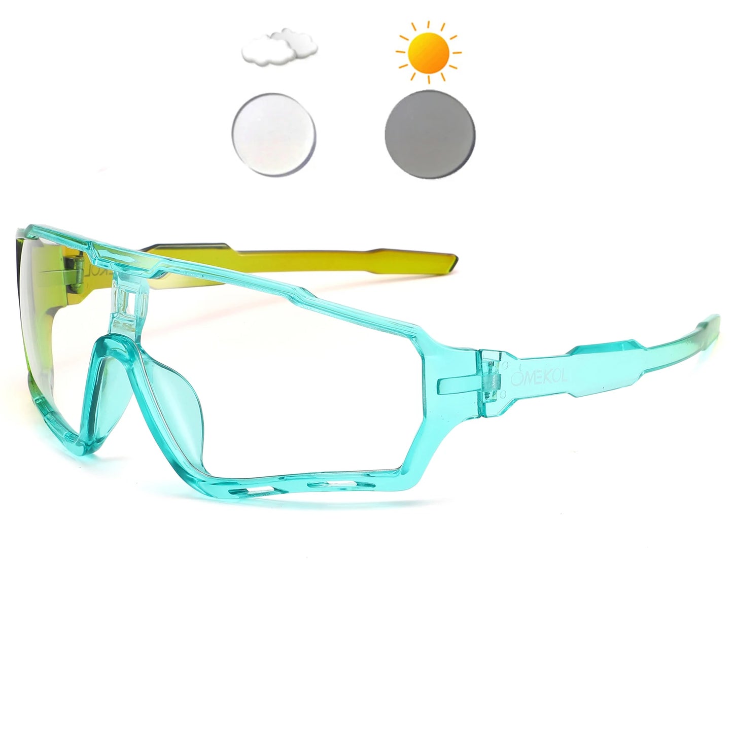 OMEKOL Brand New Photochromic Cycling Glasses Men Women Outdoor Sports Sun Glasses Bike Bicycle Eyewear MTB Baseball Sunglasses