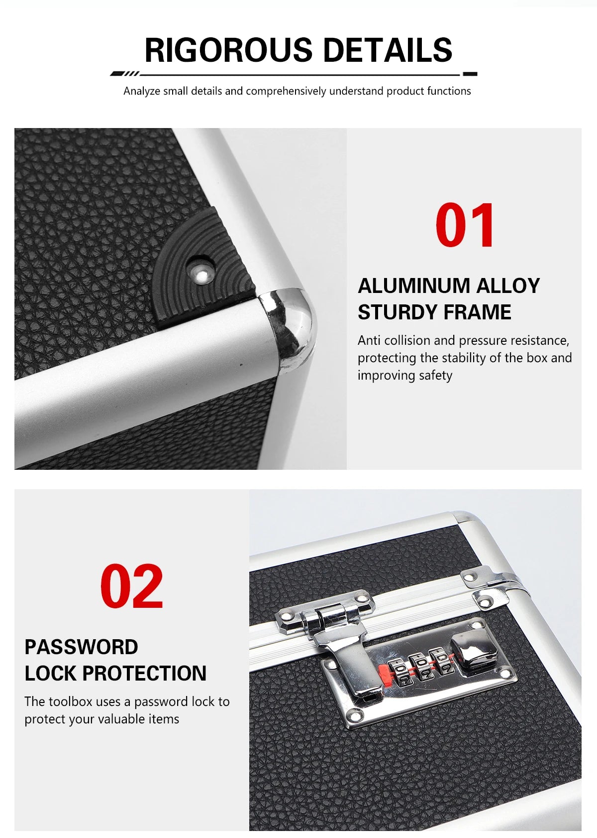 Barber Storage Suitcase Hair Styling Tools Storage Pouch Large Capacity with Lock Makeup Organizer Shockproof Metal Toolbox