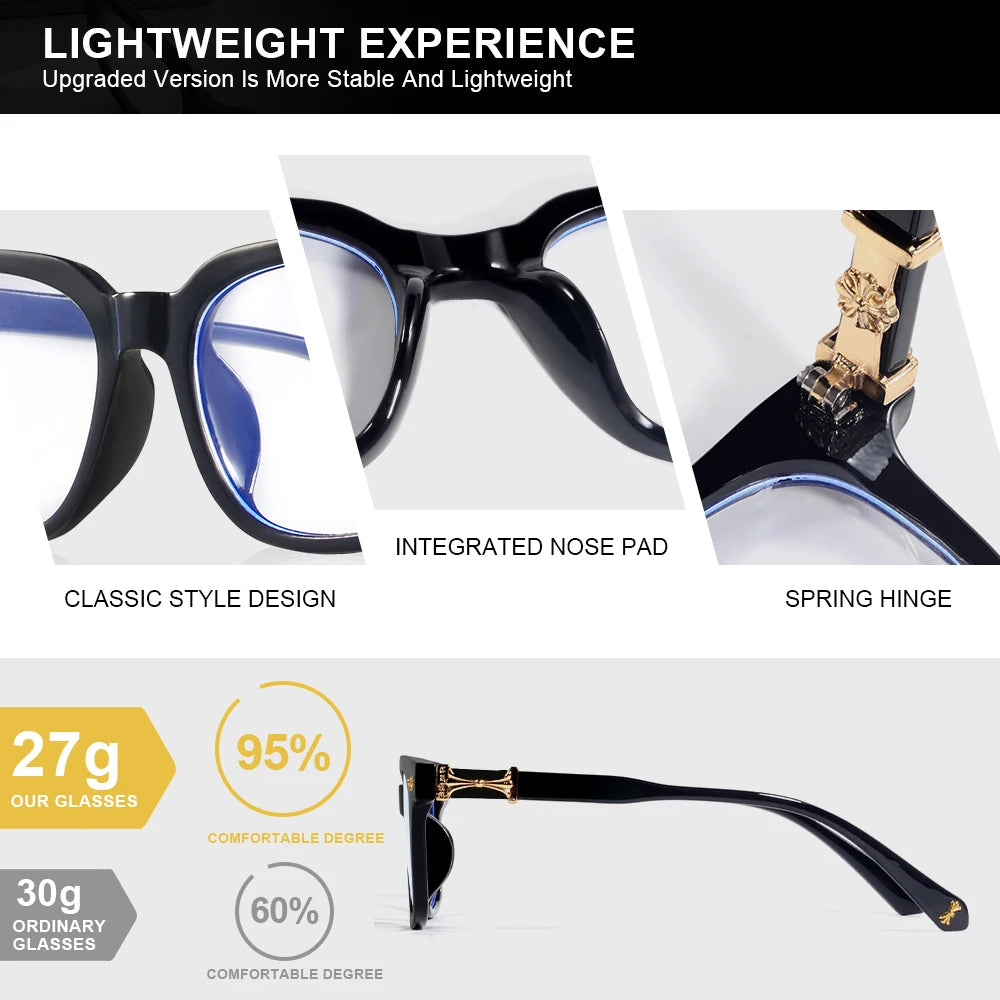 CRIXALIS 2Pcs Anti Blue Light Glasses For Men Women Square Vintage Computer Reading Eyeglasses Prescription Glasses Frame UV400