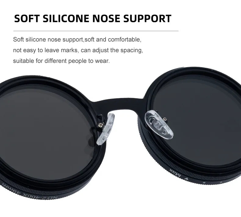 ND2-400 9 Level Adjustable Dimming Polarized Sunglasses Men Women Fishing Punk Round Glasses Driving Eyeglasses ND Filter