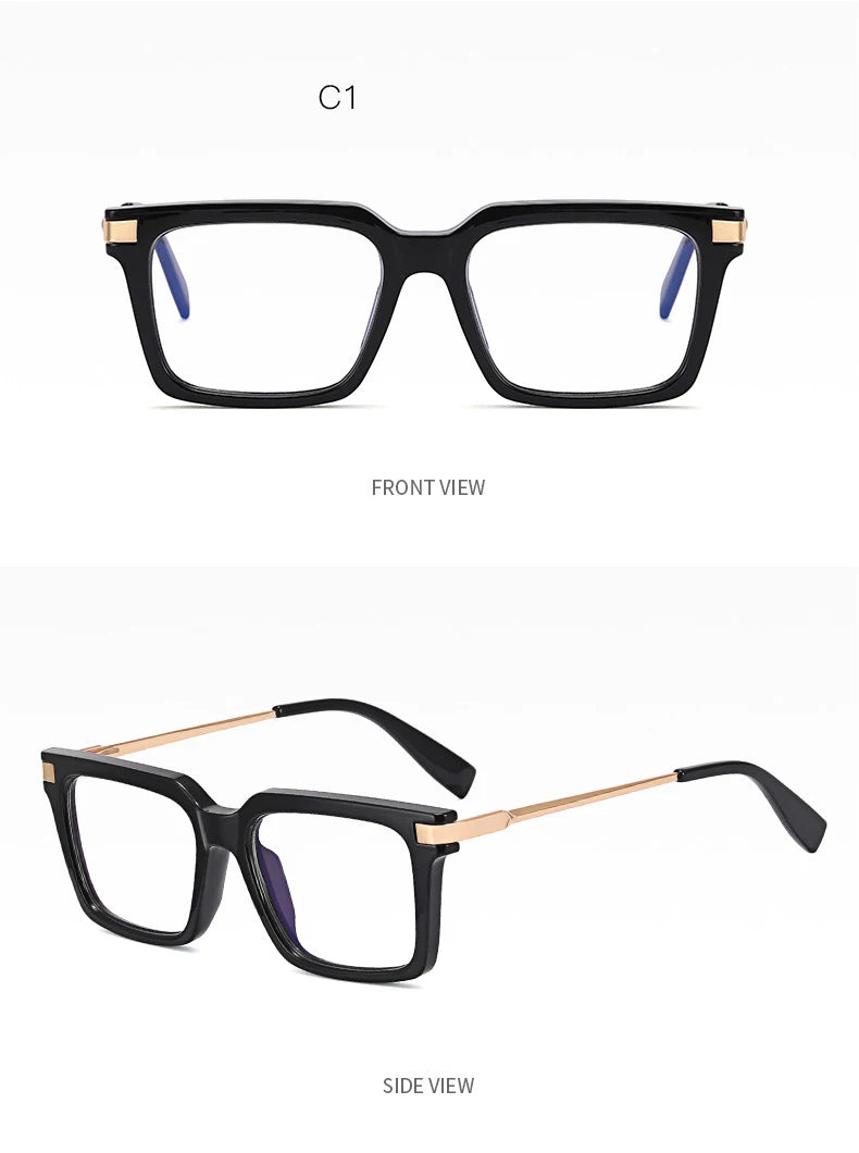 TR90 Men's Square Glasses Metal Frame Anti Blue Light Oversized Reading Glasses New Double Colors Women's Presbyopic Glasses