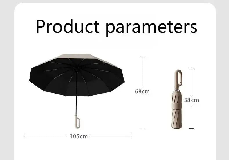 20 Rib Ring Buckle Automatic Folding Umbrella Extra Large Double UPF50+ Sunshade for Men Women