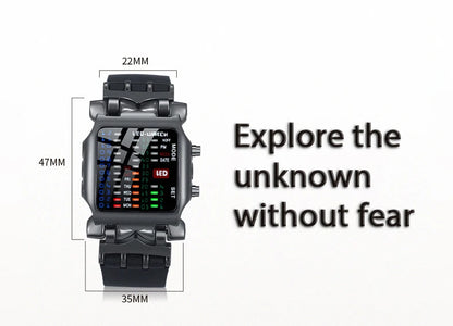 LED Watch Men Fashion Creative Crab Type Electronic Watch Luminous Binary Gift Business Style Cool Waterproof Multi Function