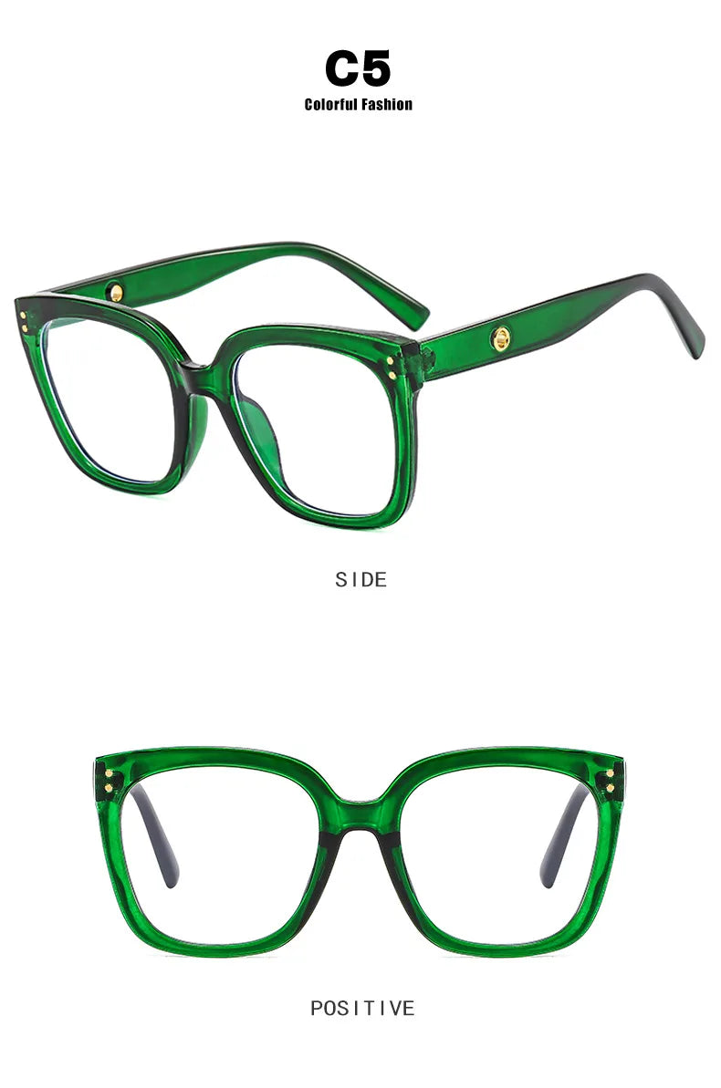Black Oversized Square Reading Glasses for Women Rivets Retro Presbyopia Eyeglasses Female Transparent Optical Lenses