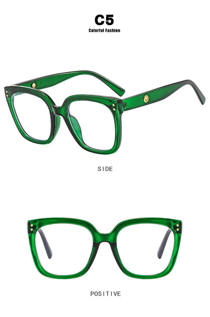 Black Oversized Square Reading Glasses for Women Rivets Retro Presbyopia Eyeglasses Female Transparent Optical Lenses