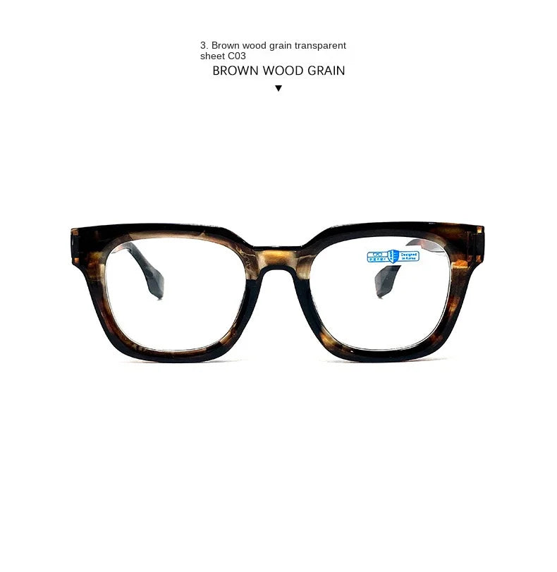 Men Vintage Square Reading Glasses Trendy Casual Ultra-light Presbyopia Eyeglasses Women Fashion Elegant High-definition Eyewear