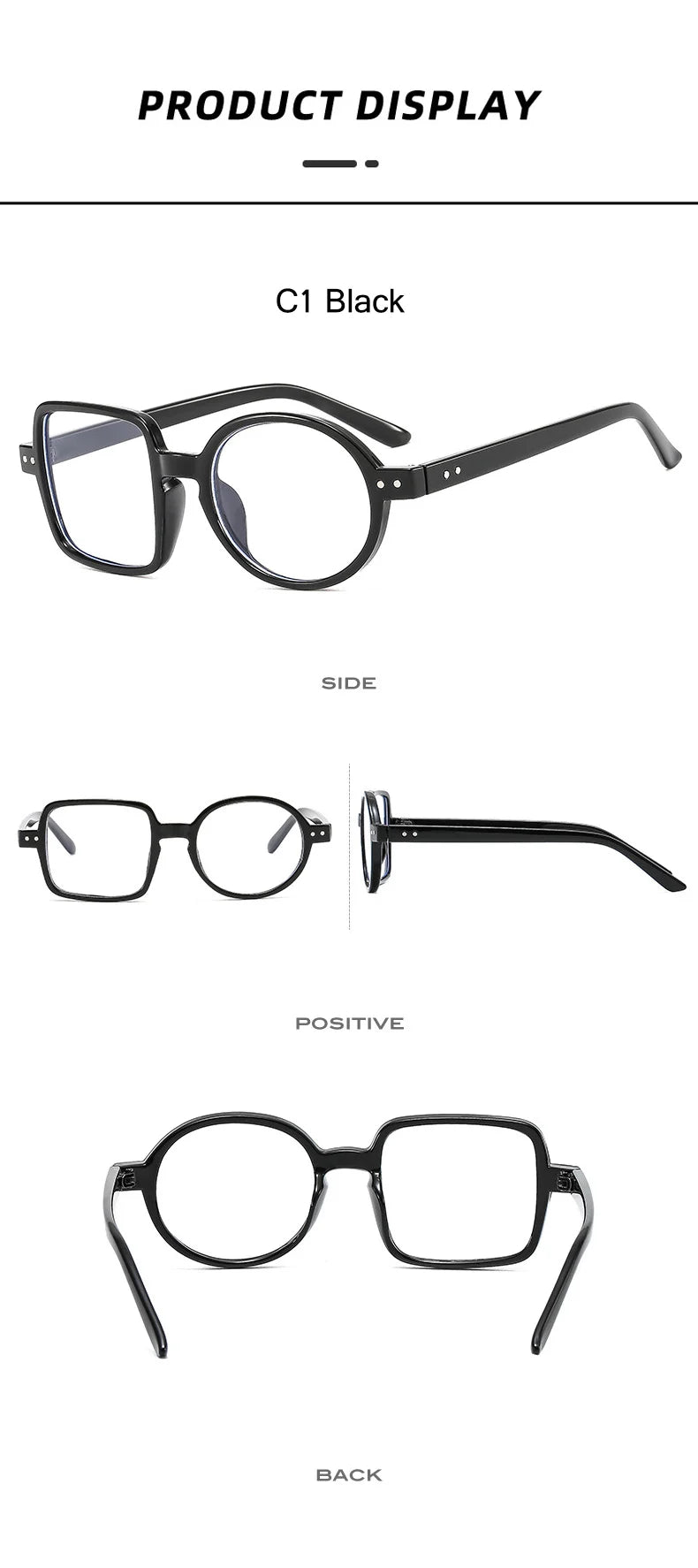 OEC CPO Square Glasses Women Men Fashion Clear Glasses Optical Eyeglasses Frame Personality Round Transparent Lens Spectacle