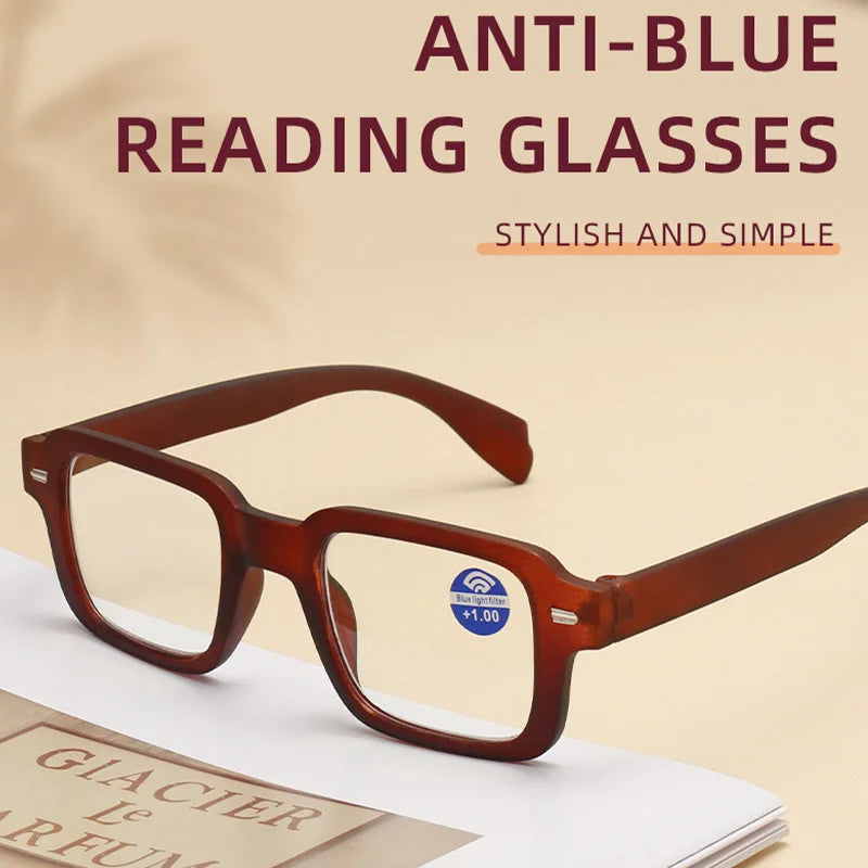 Fashion Women Reading Glasses Square Plastic Computer Anti-Blue Light Women Men Presbyopia Hyperopia Eyeglasses +1.0 +1.5 +2.0