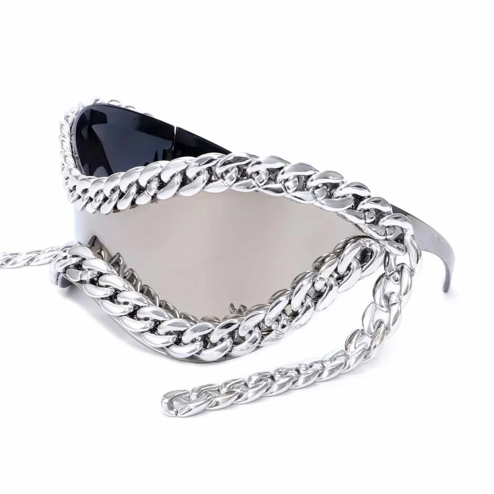 Luxury designer Trendy Metal Chain Frame Women Sunglasses 2000s All Matching Cool SunGlasses UV400 Lenses Eyewear Punk glasses