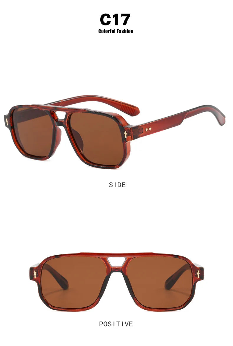 New Fashion Square Women Men Sunglasses Retro Rivets Women Brand Designer Shades UV400 Sun Glasses Gafas De Sol