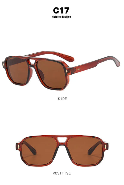 New Fashion Square Women Men Sunglasses Retro Rivets Women Brand Designer Shades UV400 Sun Glasses Gafas De Sol