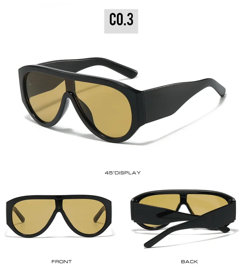 JNPCXI Fashion Oversized Pilot Women Sunglasses Retro One Piece Red Green Shades UV400 Men Gradient Sun Glasses