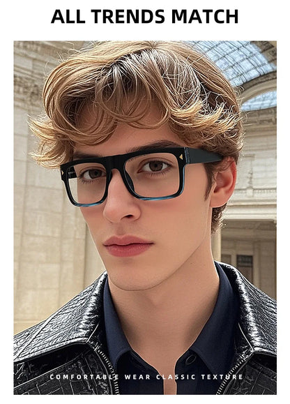 Fashion Men Prescription Myopia Glasses Luxury Brand Black Square Blue Light Blocking Eyewear Male Glasses For Vision 0 To -6.0