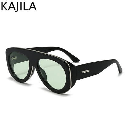 Oversized Oval Pilot Shield Sunglasses Women Big 2025 Luxury Brand Retro Y2K Punk Mirror Sun Glasses For Ladies Shades UV400