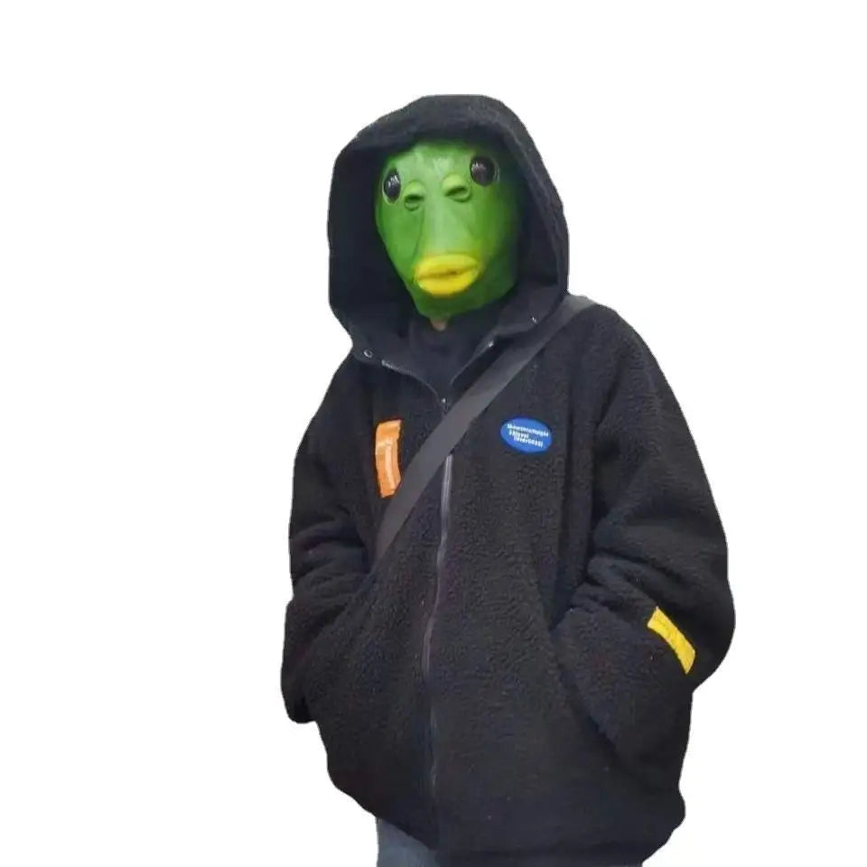 Green Fish Head Mask Toy Sand Sculpture Play Strange Green Fish Head Cover