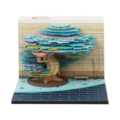 Treehouse 3D Desktop Calendar Sticky Notes Creative Crafts Souvenirs Paper Carvings Memo Pad New Year Gifts Office Ornament