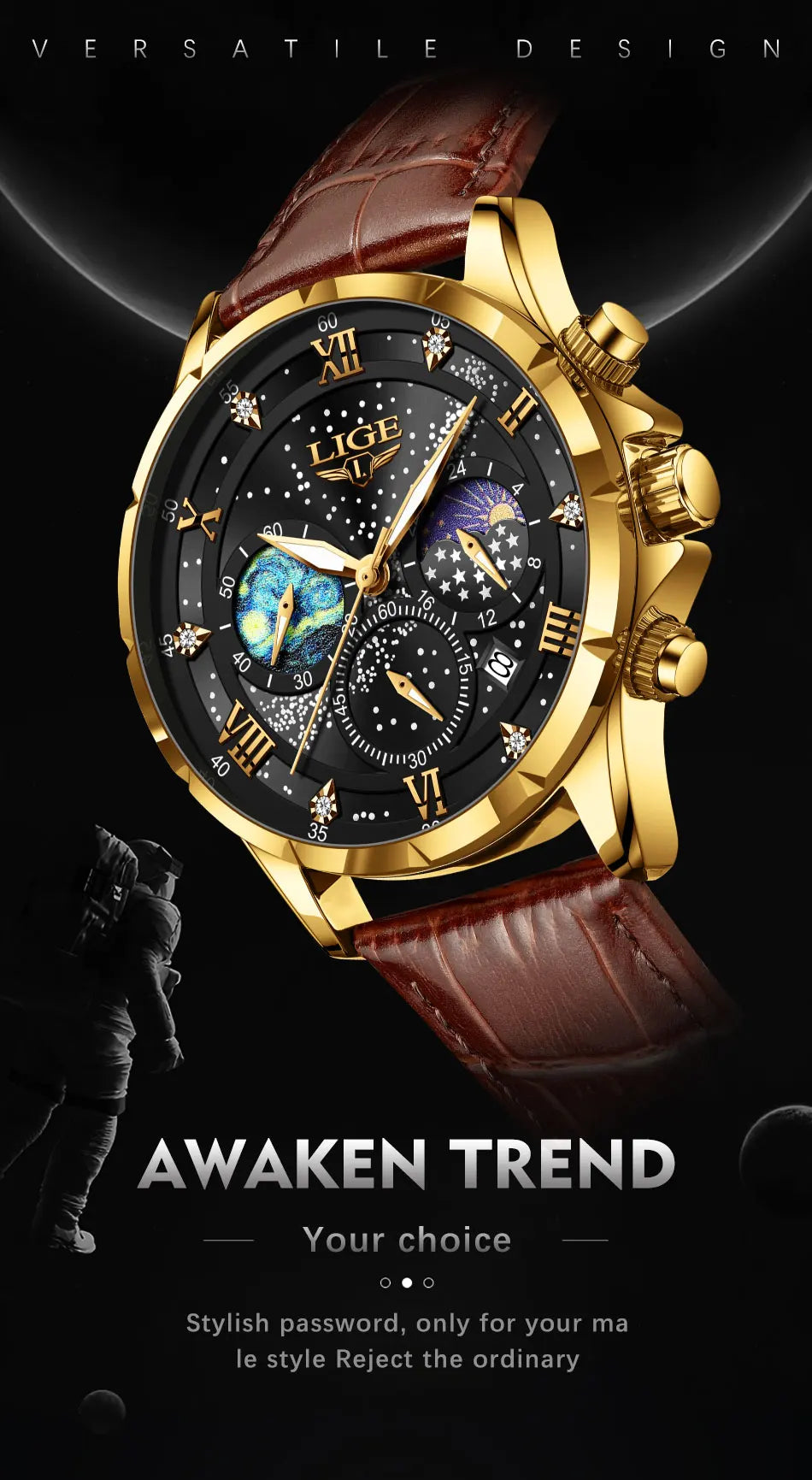 LIGE 2024 Top Luxury Brand Men Genuine Leather Sports Watches Men's Army Military Watch Male Date Quartz Clock Relogio Masculino