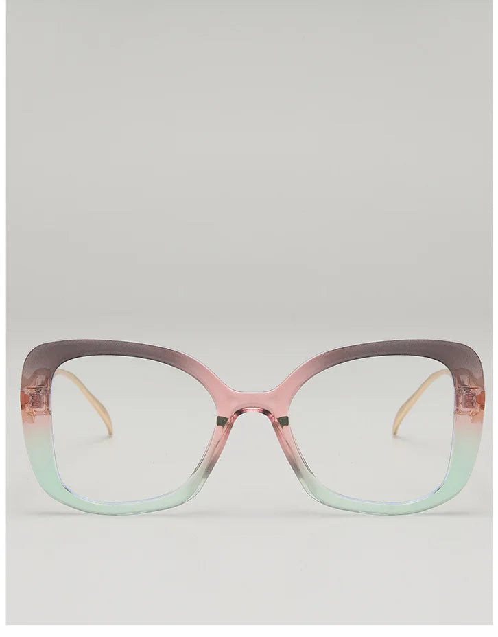 Luxury Brand Oversized Square Reading Glasses Women Triangle heart Temple Eyeglasses Blue Light Blocking Clear Computer Glasses
