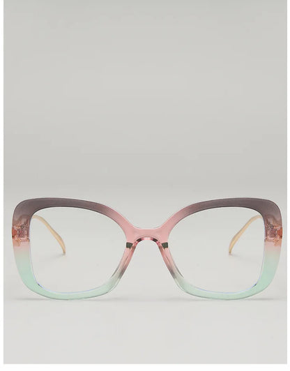 Luxury Brand Oversized Square Reading Glasses Women Triangle heart Temple Eyeglasses Blue Light Blocking Clear Computer Glasses