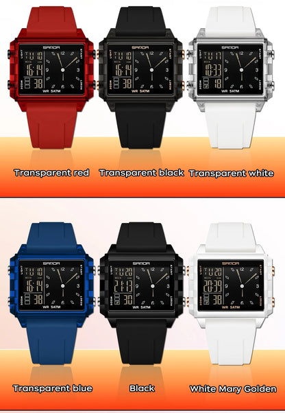 SANDA 6273 Fashion Electronic Watches for Man Luminous Calendar Waterproof Clock Outdoor Sports Casual Ladies Digital Wristwatch