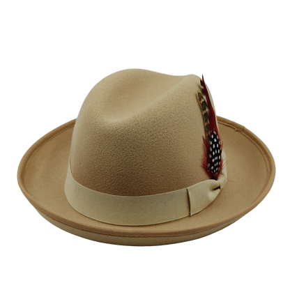Trilby Men Classic Feather Fedora Hat Simple Women Gentleman Hamburger hat vintage hat Pork Pie Winter Autumn sombrero hombre